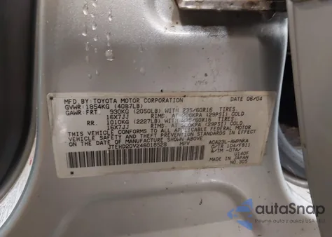 2004 Toyota Rav4 from USA, damaged, VIN JTEHD20V246018528